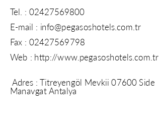 Pegasos World Hotel iletiim bilgileri